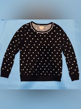 Kate Spade Womens Black & White Polka Dot Long Sleeve Sweater Top Size XS Preppy